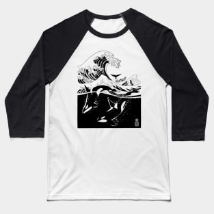 Japanese wave with killer whales Baseball T-Shirt